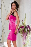 Rochie ocazie Delara din lycra ciclame cu peplum si platca de tull